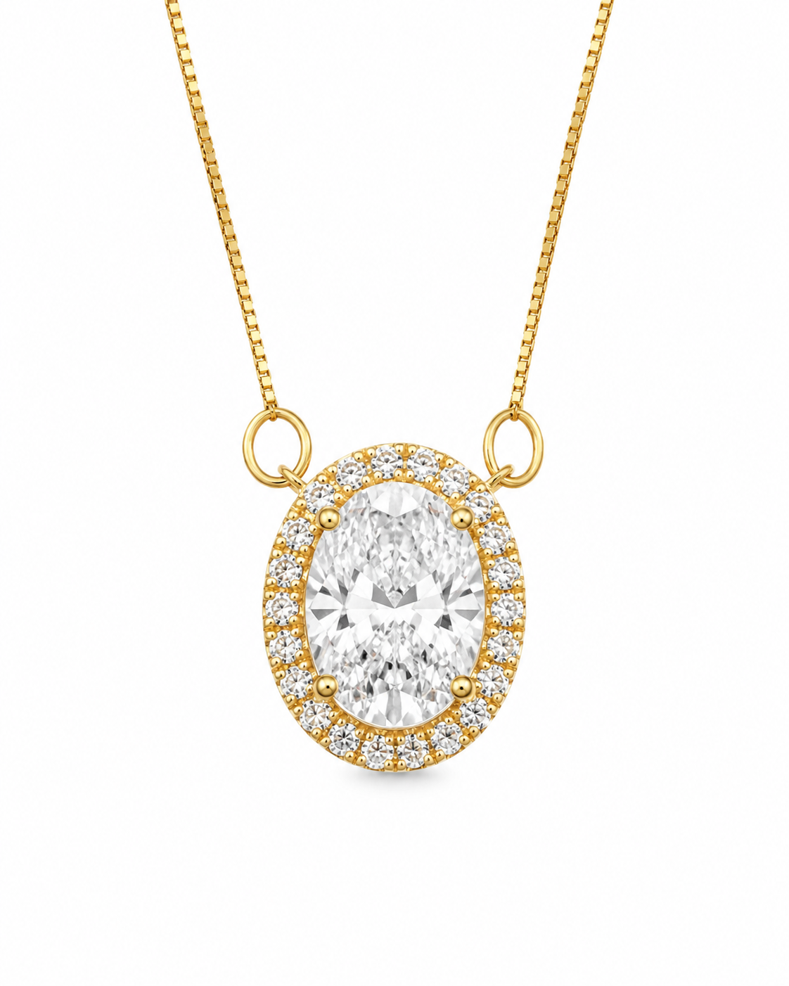 2.50CTTW Oval Diamond Halo Necklace – 2CT VVS-D Lab-Grown Oval Diamond Pendant