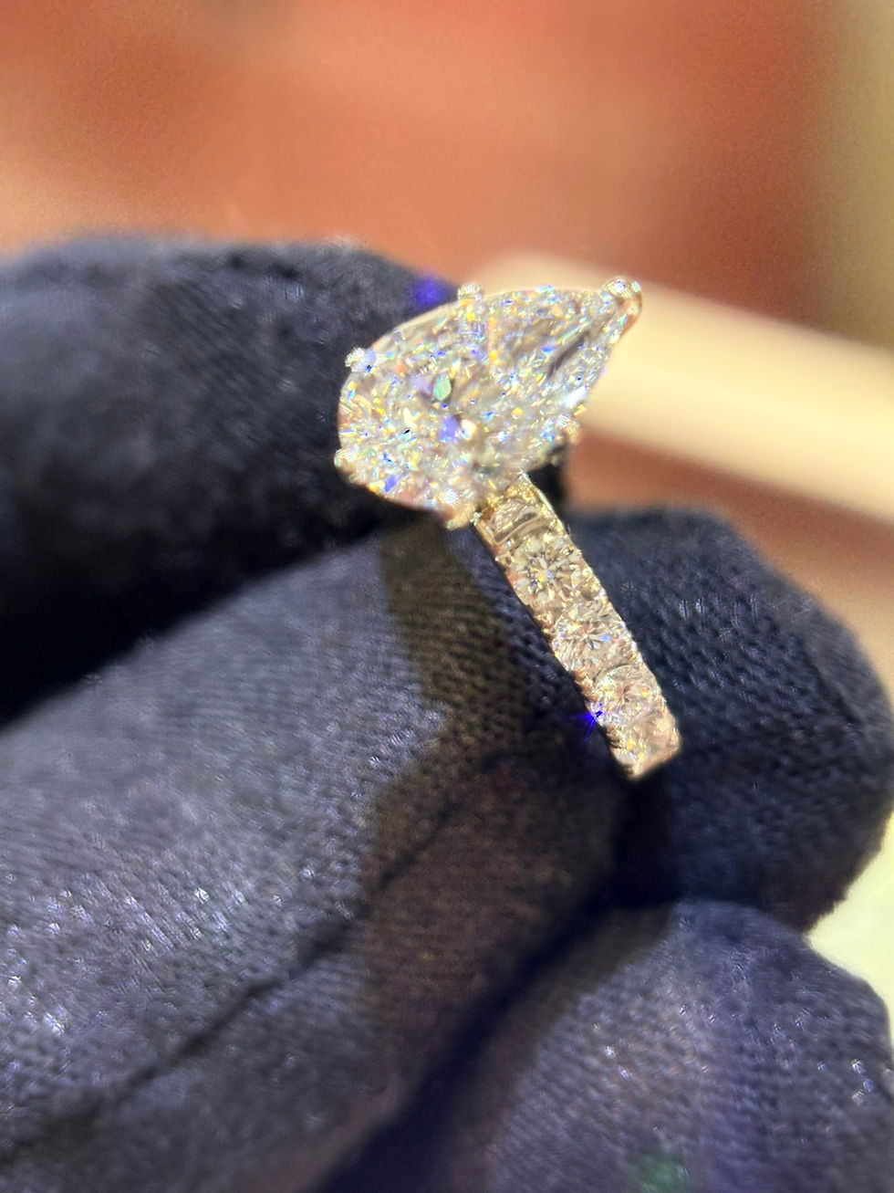 Thumbnail: 2.07ct Pear-Shaped Lab-Grown Diamond Ring with Diamond Accents in 14K White Gold