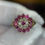 Thumbnail: Vintage 1cttw Natural Ruby and Diamond Halo Ring - Item # 8
