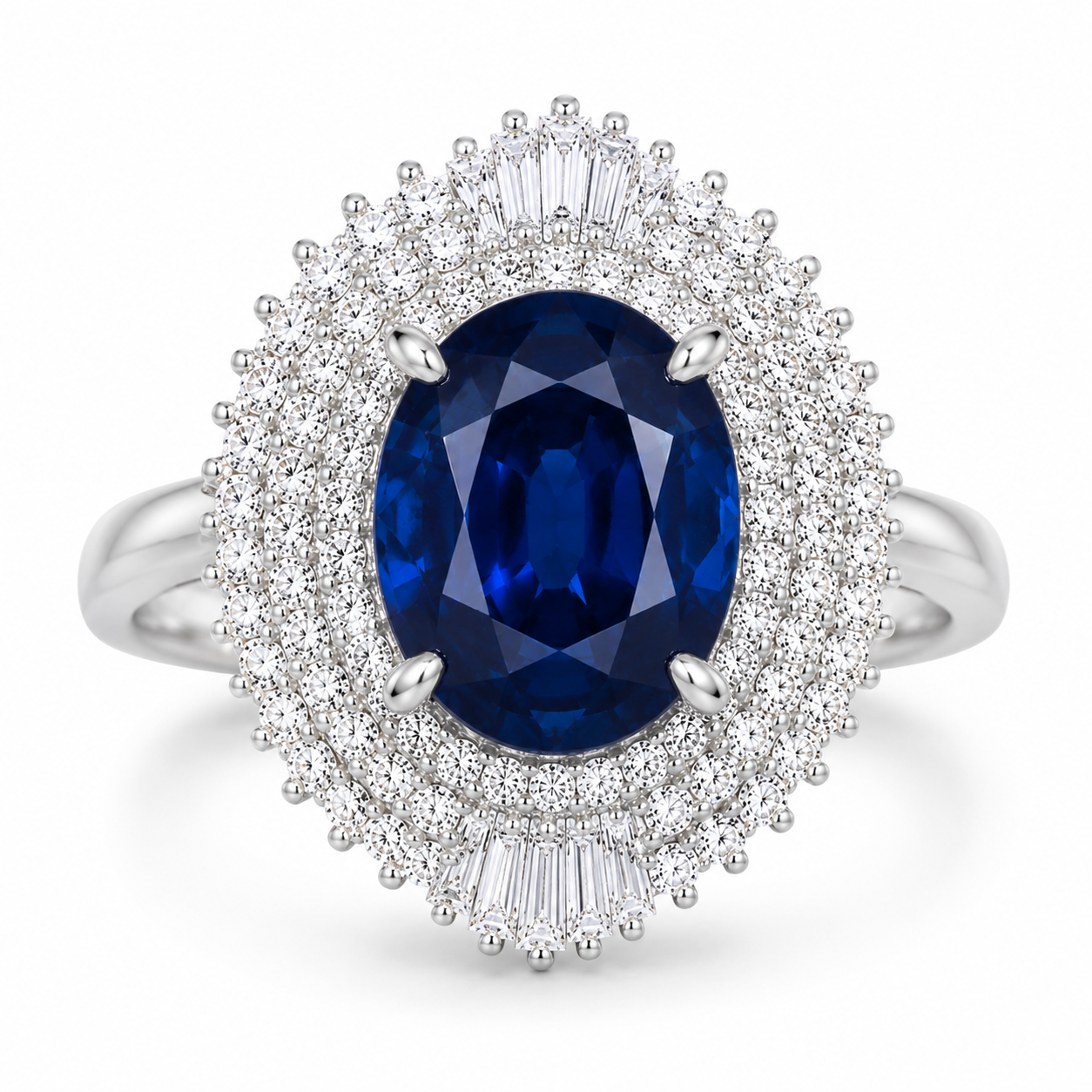 5.87CT Natural Sapphire & Diamond Estate Ring – Platinum – GAL Certified