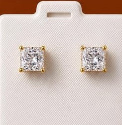 4CTTW Lab-Grown Princess Cut Diamond Earrings – VS/G – Screw Back Stud Earrings