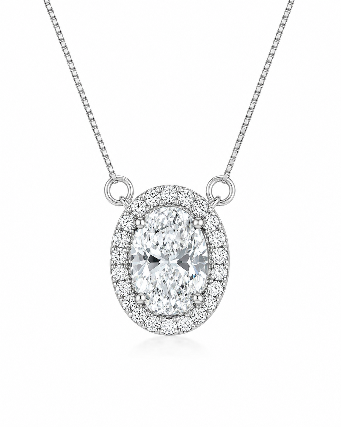 2.5CTTW Lab-Grown Diamond Oval Halo Necklace & Pendant in 10K White Gold