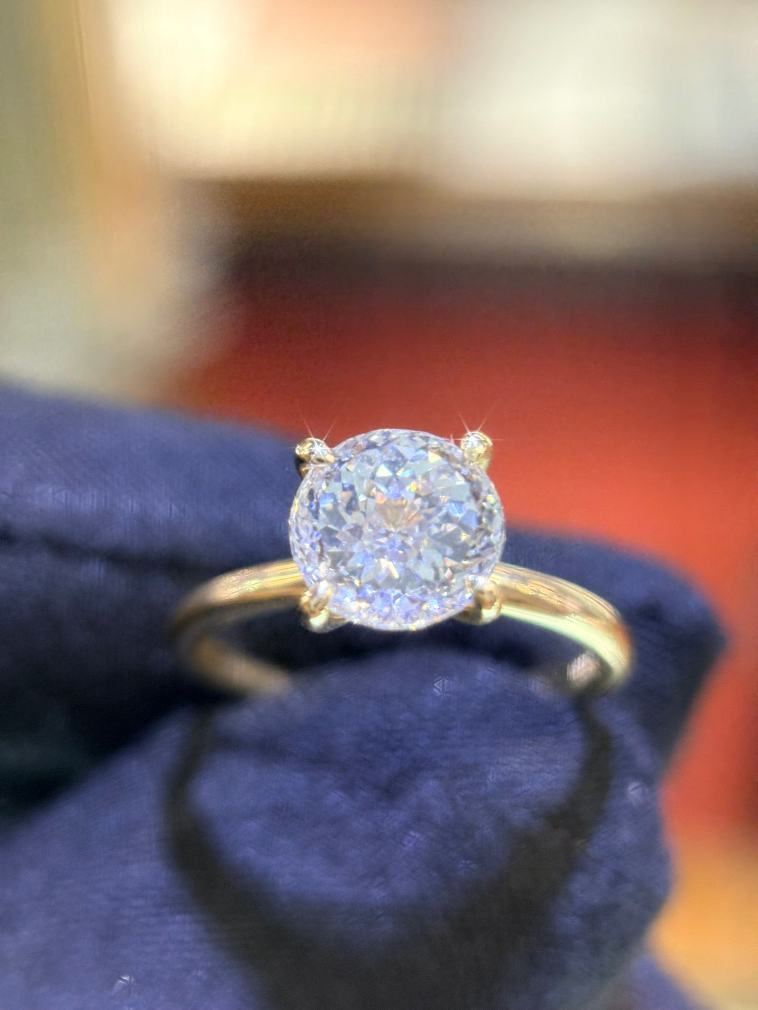 2.14ct Portuguese Cut Lab-Grown Diamond Ring – VS2-G Diamond Set in 10K Yellow