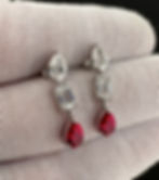 5ct TW Lab-Grown Ruby & Diamond Dangle Earrings in 14K White Gold