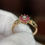 Thumbnail: Heart Shaped Natural Ruby Halo Ring - Item # 26