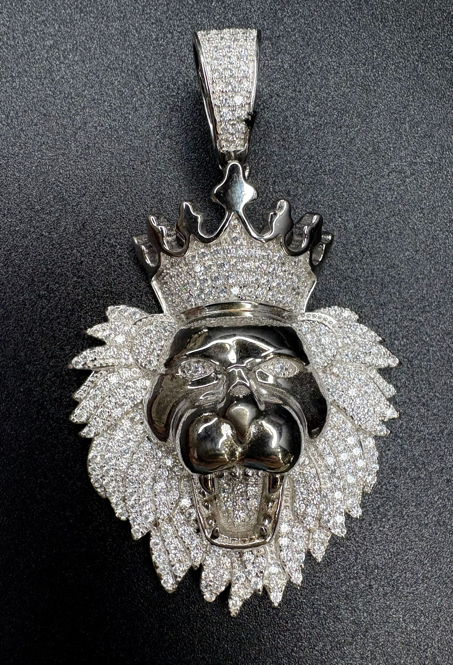 Sterling Silver "Lion/Crown" CZ Pendant- Item # 191