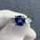 Thumbnail: 4cttw Sapphire Cushion and Pear Diamond Ring - Item # 182
