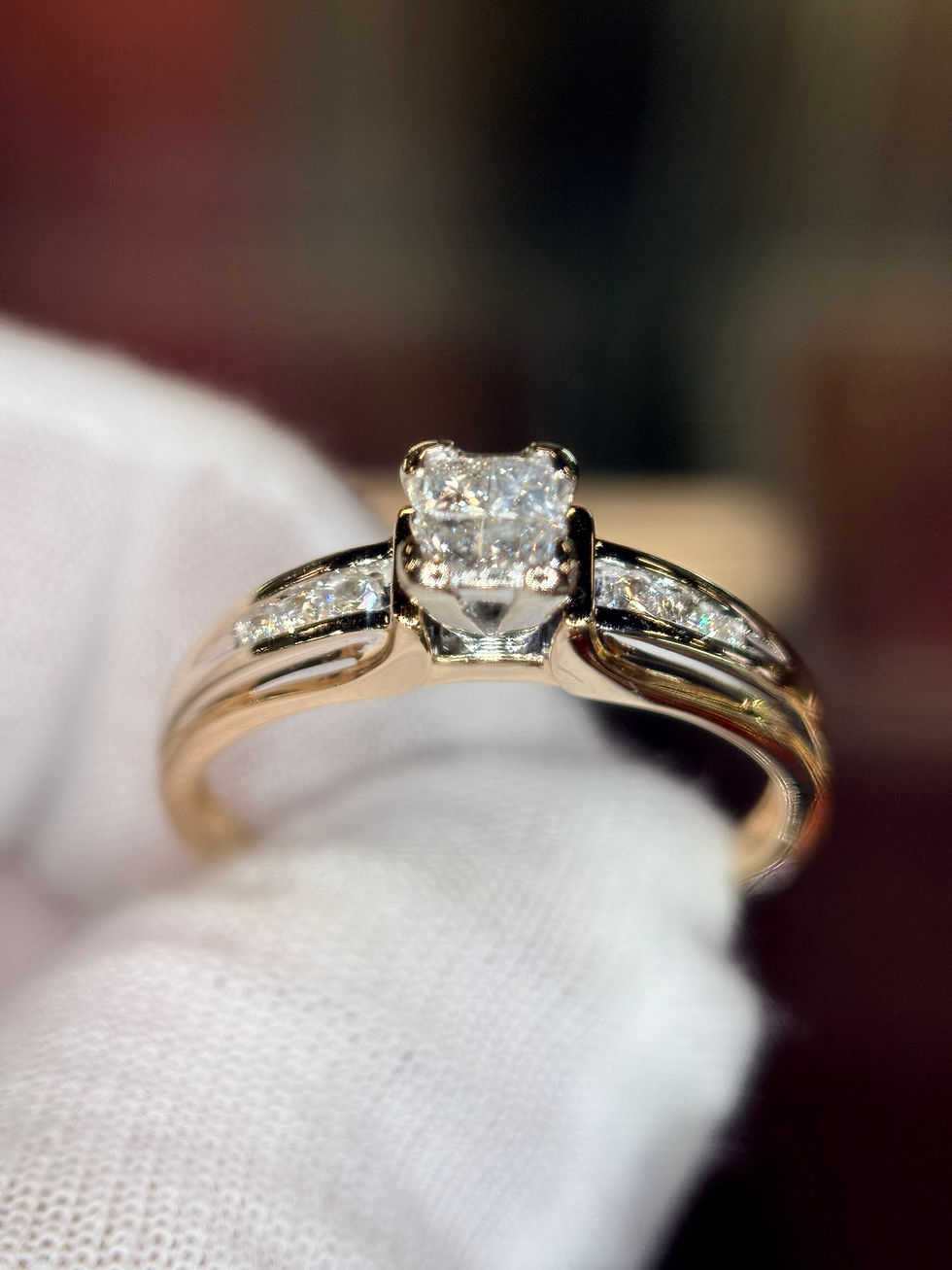 Thumbnail: Smoky quartz and diamond halo ring in 10K gold