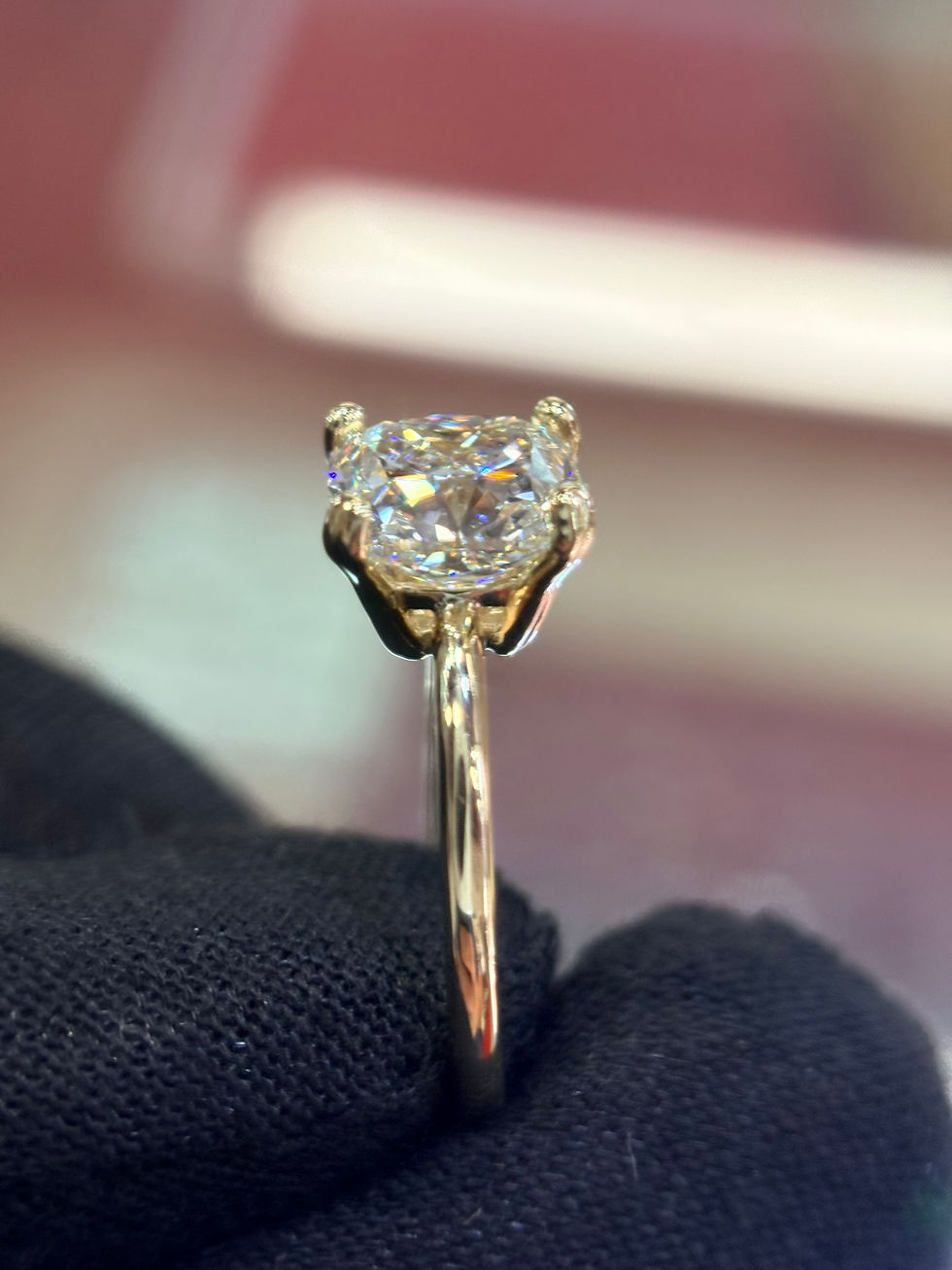 Thumbnail: 3.04ct VVS F Lab-Grown Square Cushion Cut Diamond Engagement Ring | 10K Yellow