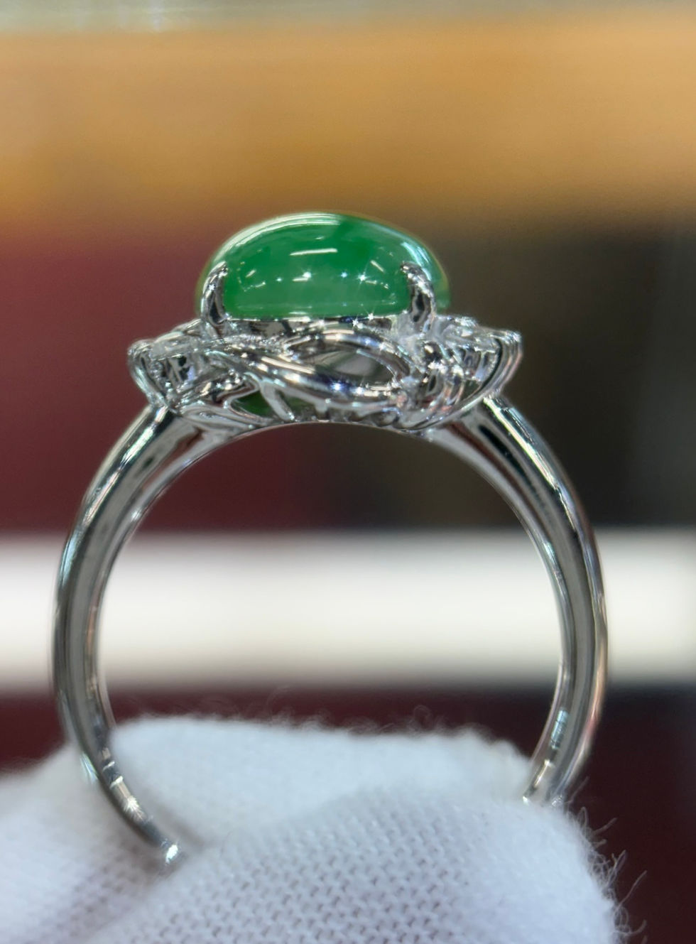 Thumbnail: 5.39ct Natural Jade and Diamond Ring - Item # 149