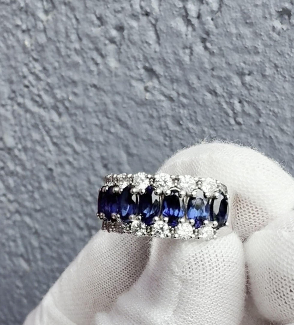 Thumbnail: 5.32CTTW Lab-Grown Sapphire & Diamond Band Ring in 14K White Gold