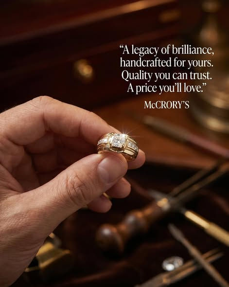 Thumbnail: Hand holding an amethyst ring with McCrory's brand text.
