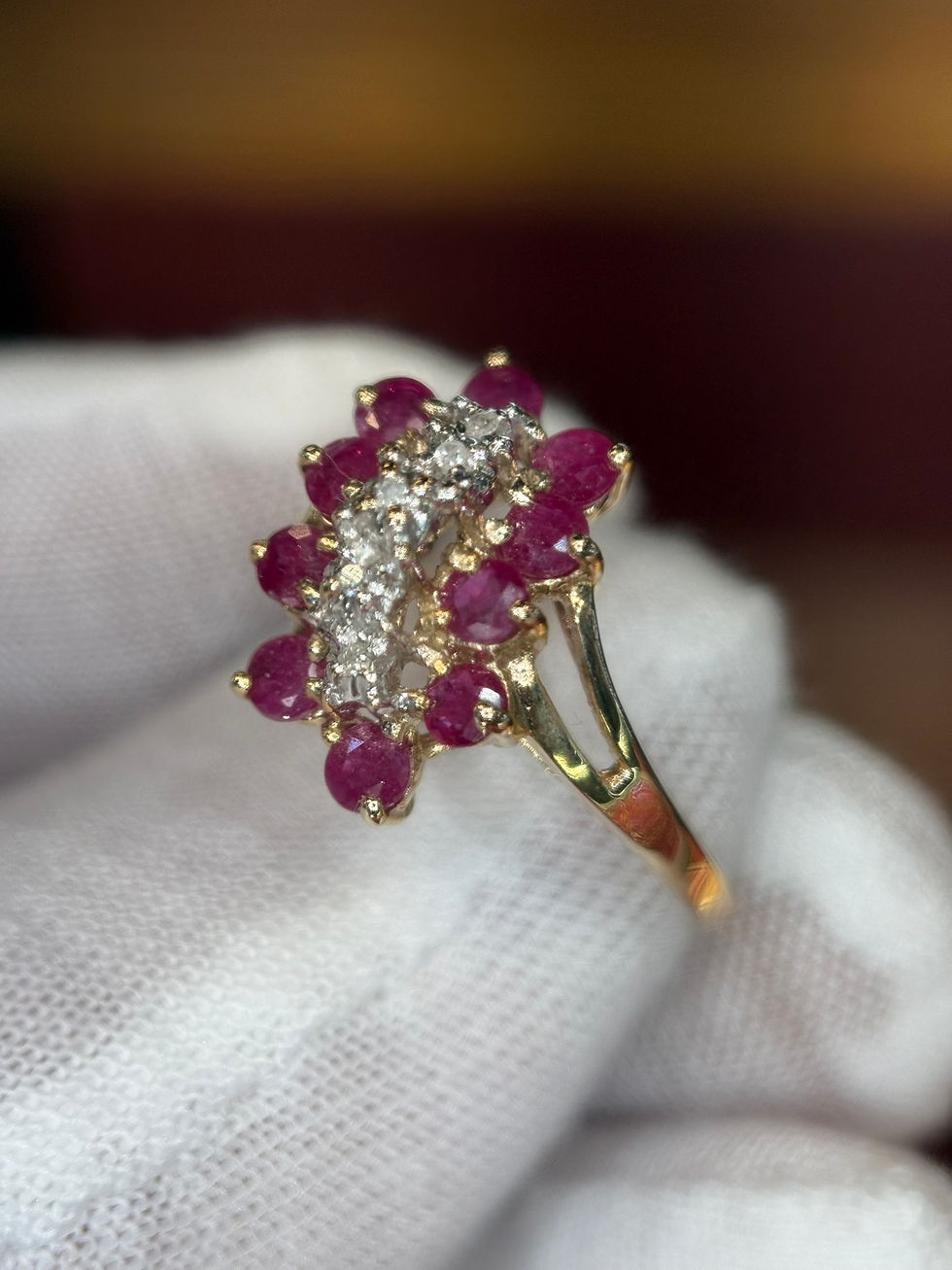 Thumbnail: 1cttw Natural Ruby Cluster with Diamonds - Item # 5