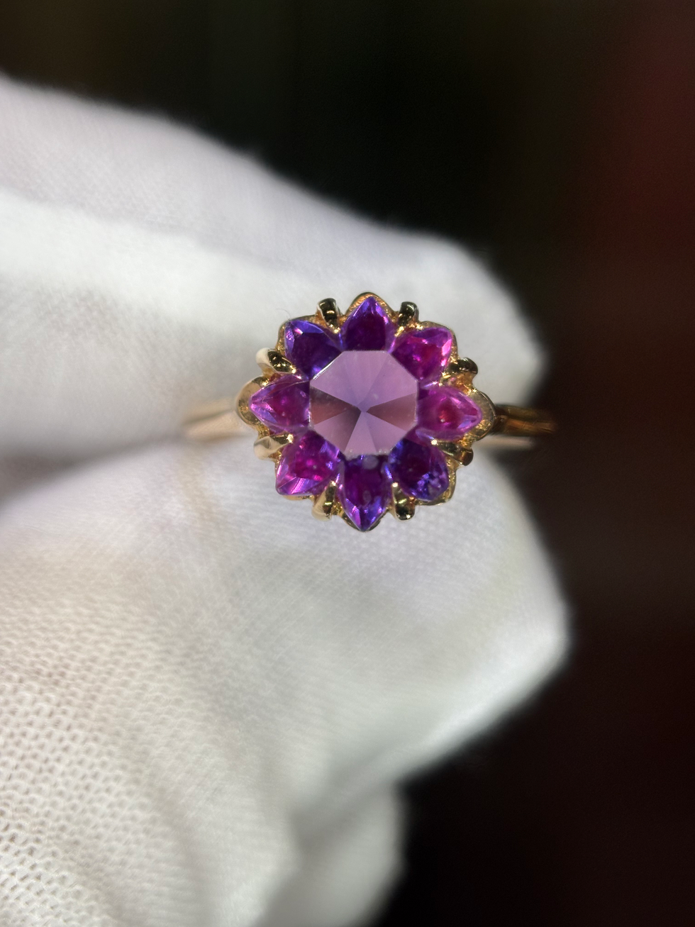 Mid-century 14K white gold diamond cluster ring