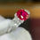 Thumbnail: 4cttw Ruby Cushion and Pear Diamond Ring - Item # 170