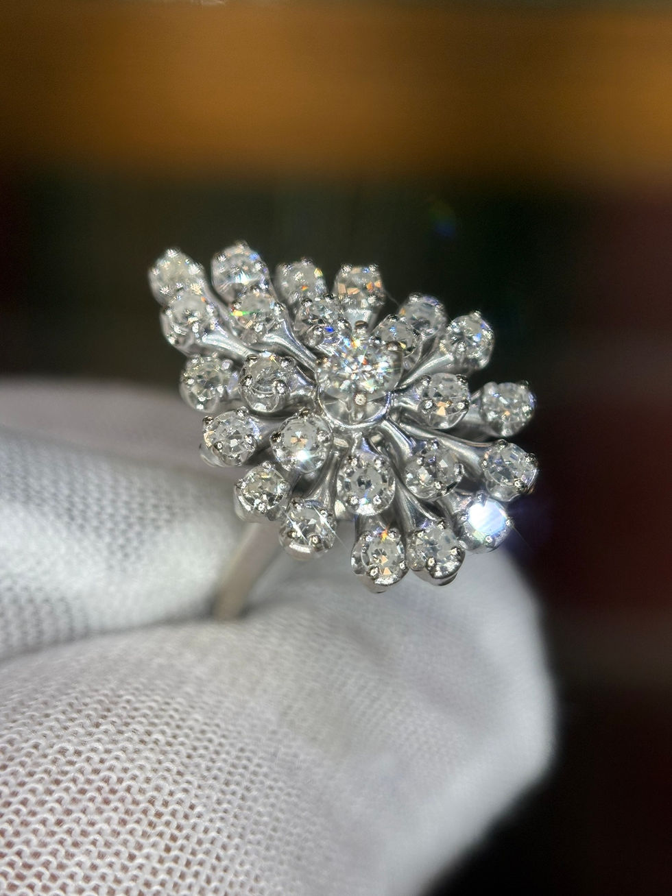 Thumbnail: 1.50CTTW natural diamond SI cluster ring in 14K white gold.