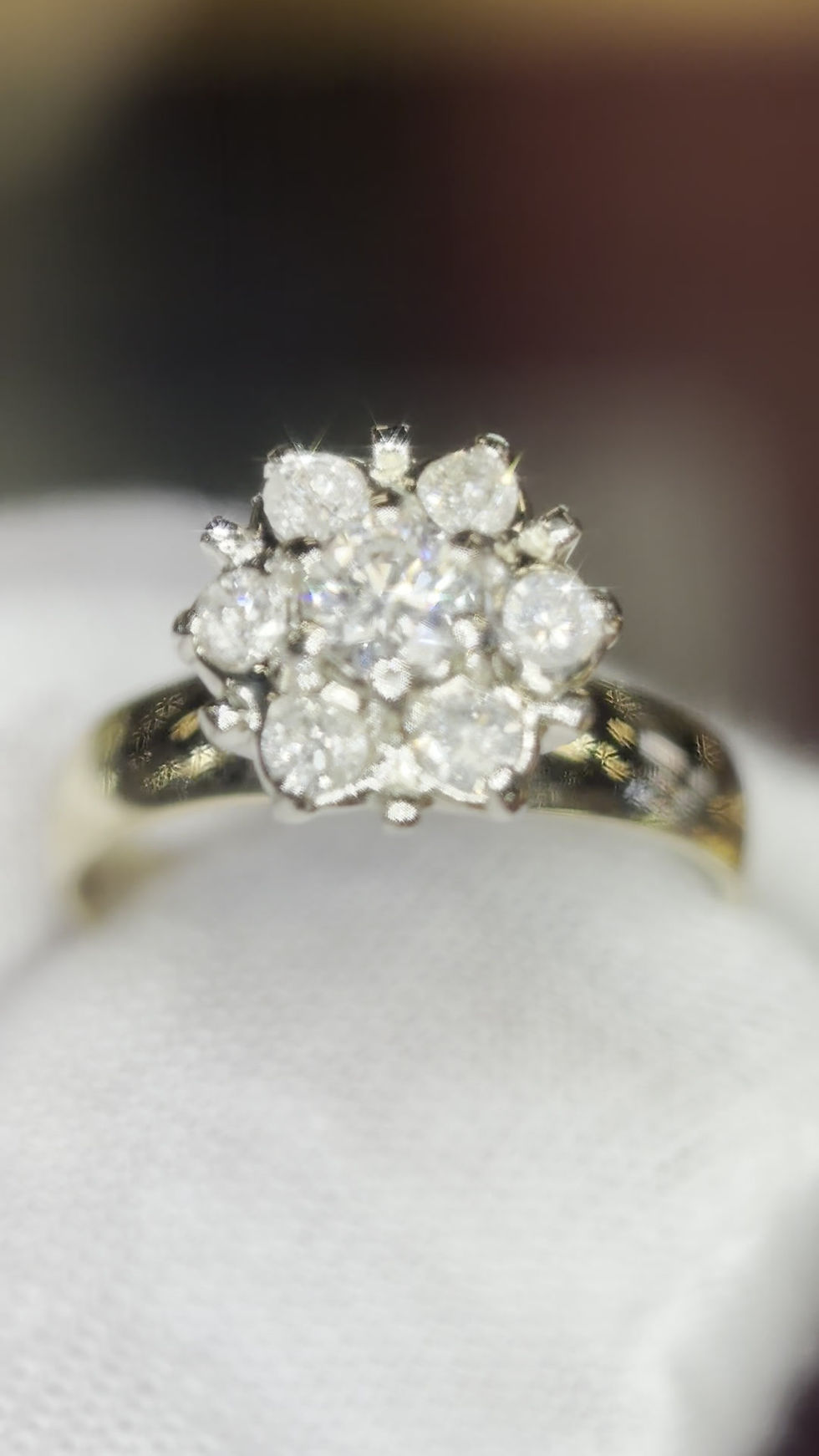 Thumbnail: .50CTTW Natural Diamond Floral Cluster Ring | 10K Yellow Gold | Vintage-Inspired