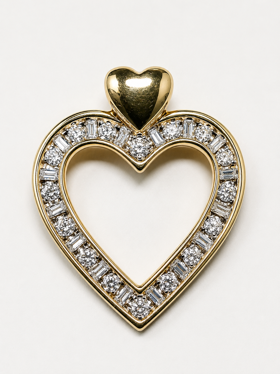 Harley-Davidson 10K yellow gold open heart pendant with diamonds