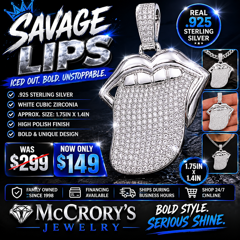 Savage Lips iced out sterling silver pendant with cubic zirconia