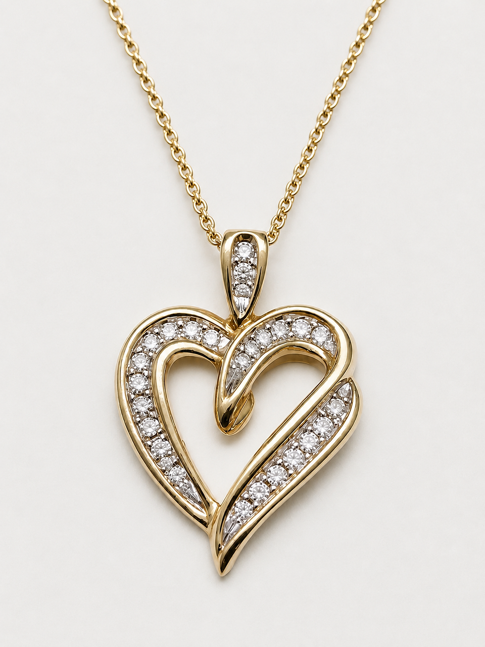 Thumbnail: Harley-Davidson® 10K yellow gold open heart pendant with diamonds
