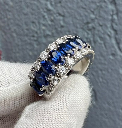 Thumbnail: 2.07ct natural sapphire and diamond ring item 143