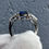Thumbnail: 4cttw Sapphire Cushion and Pear Diamond Ring - Item # 182