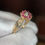 Thumbnail: Heart Shaped Natural Ruby Halo Ring - Item # 26