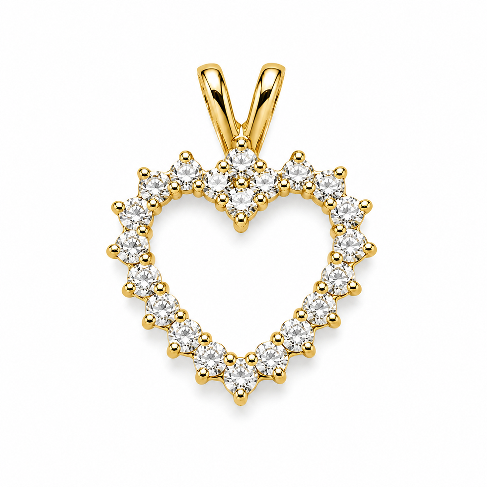 Heart-shaped 10K yellow gold diamond pendant