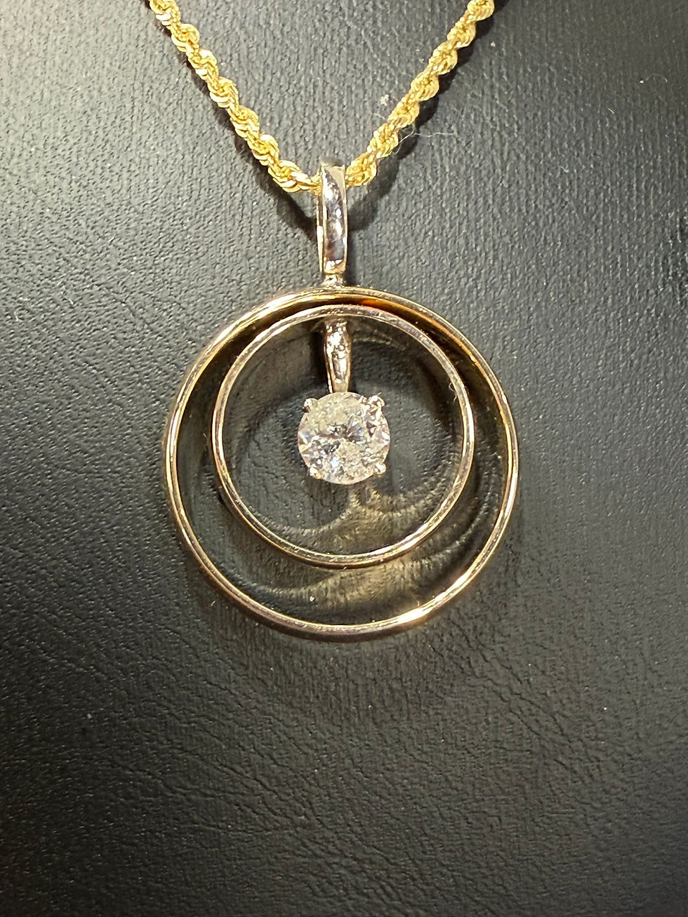 Infinity Star Burst Pendant – 1ct Natural Round Diamond in Two-Tone Gold