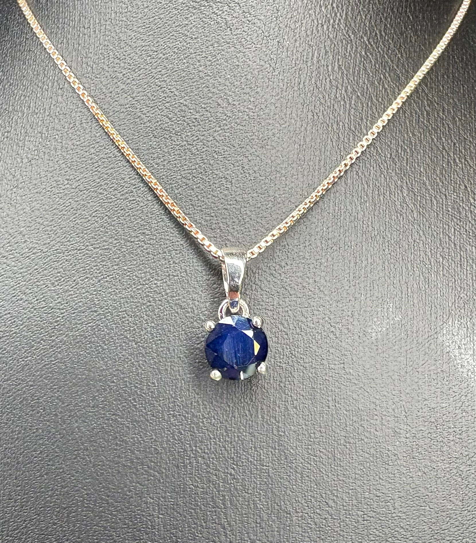 Sterling Silver Natural Sapphire Pendant and Necklace - Item # 227