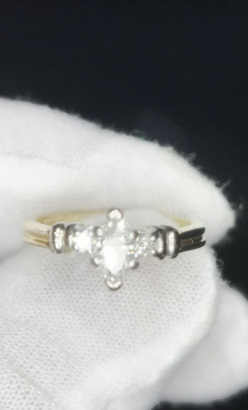 Thumbnail: .50CTTW Natural Diamond Marquise Engagement Ring | .33CT SI/FG Center | 14K