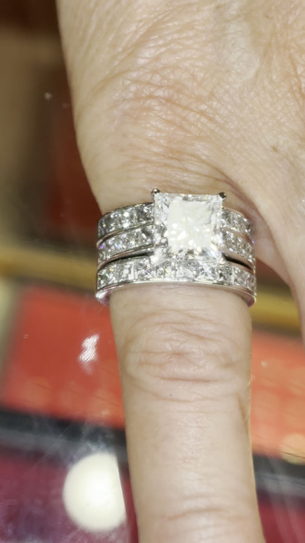Thumbnail: 6.00CTTW Lab-Grown Princess Cut Diamond Ring | VS–EF | Channel-Set | 14KW Gold