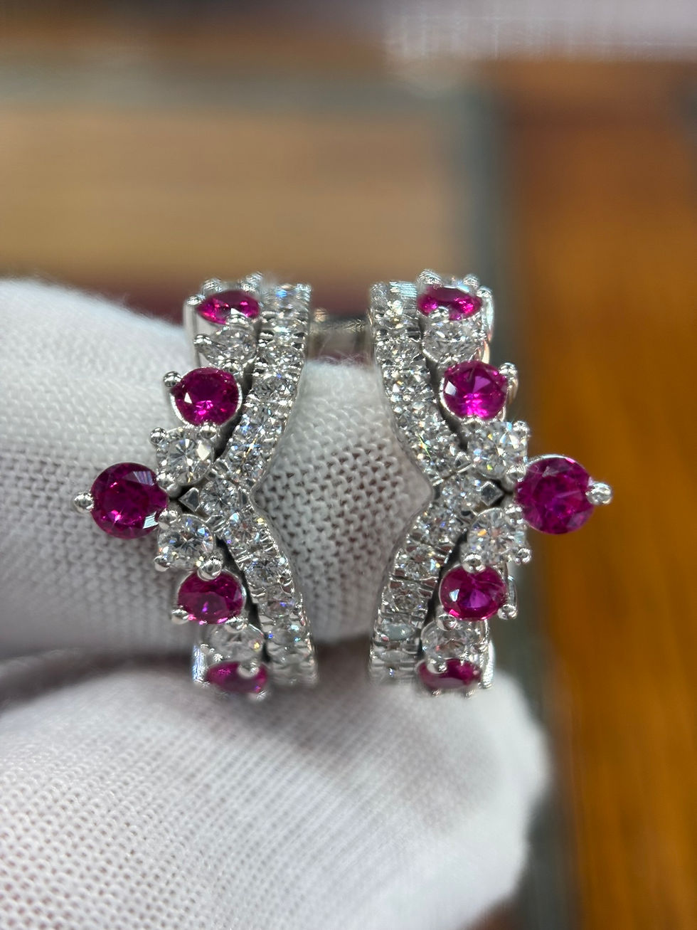 Thumbnail: Pair of natural garnet and diamond rings - Item # 142