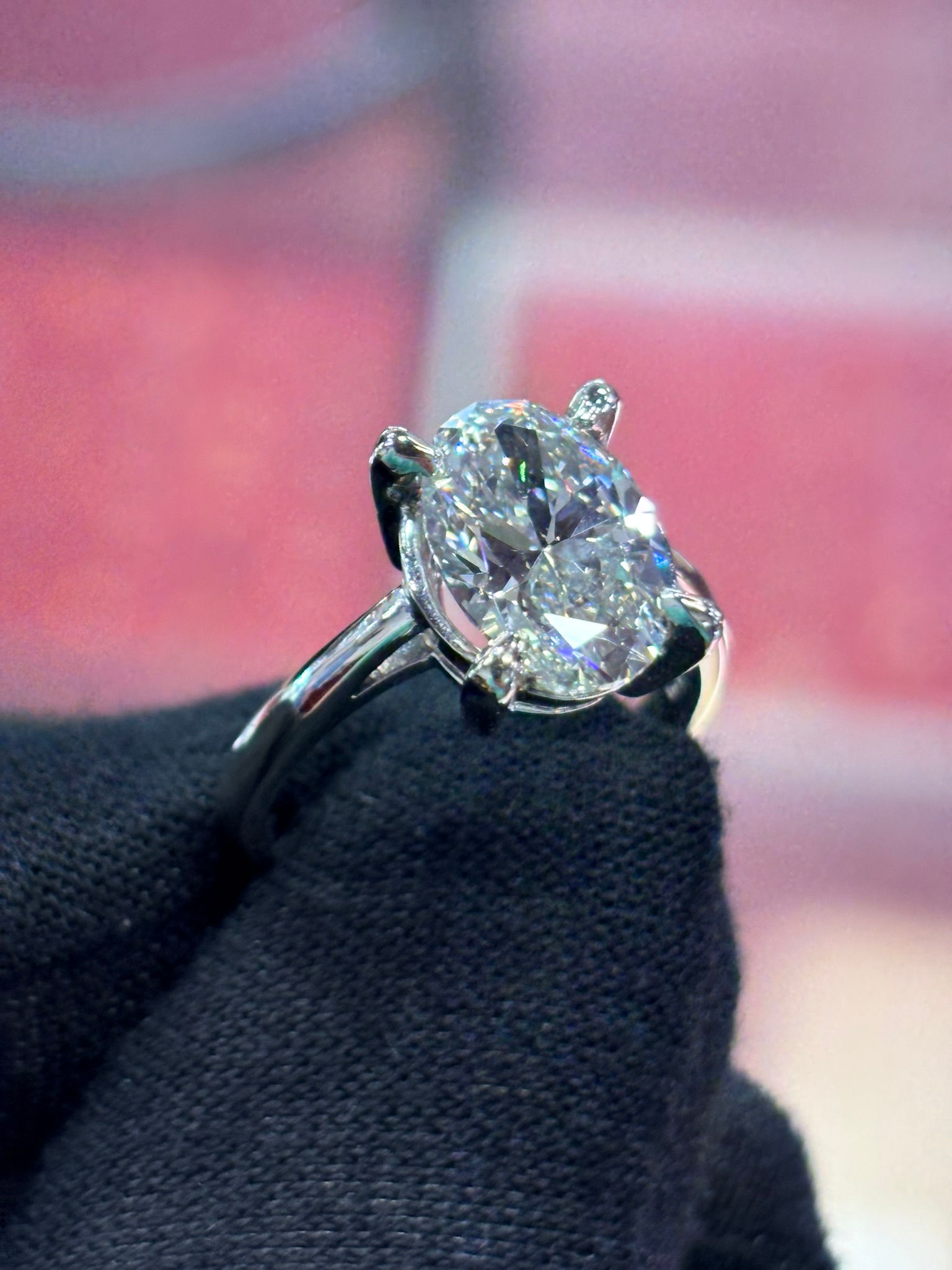 3.03ct Lab-Grown VVS2 F Oval Diamond Solitaire in 14K White Gold