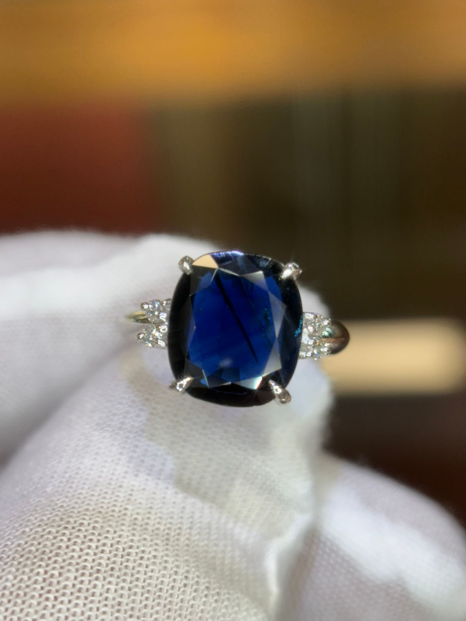 3.7ct Natural Sapphire and Diamond Ring - Item # 154
