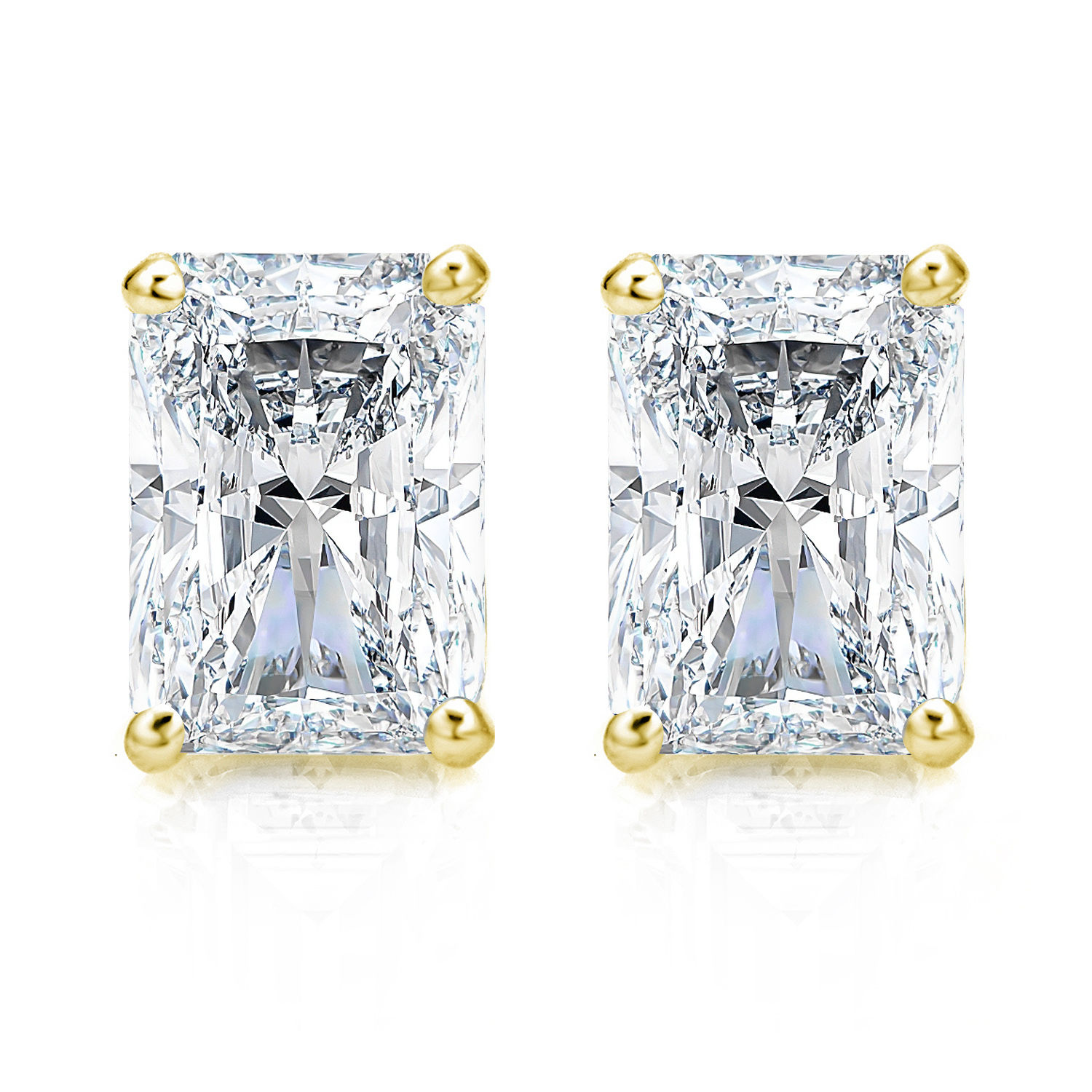 2CTTW Lab-Grown Radiant Diamond Earrings – VVS/E – 14K White or Yellow Gold