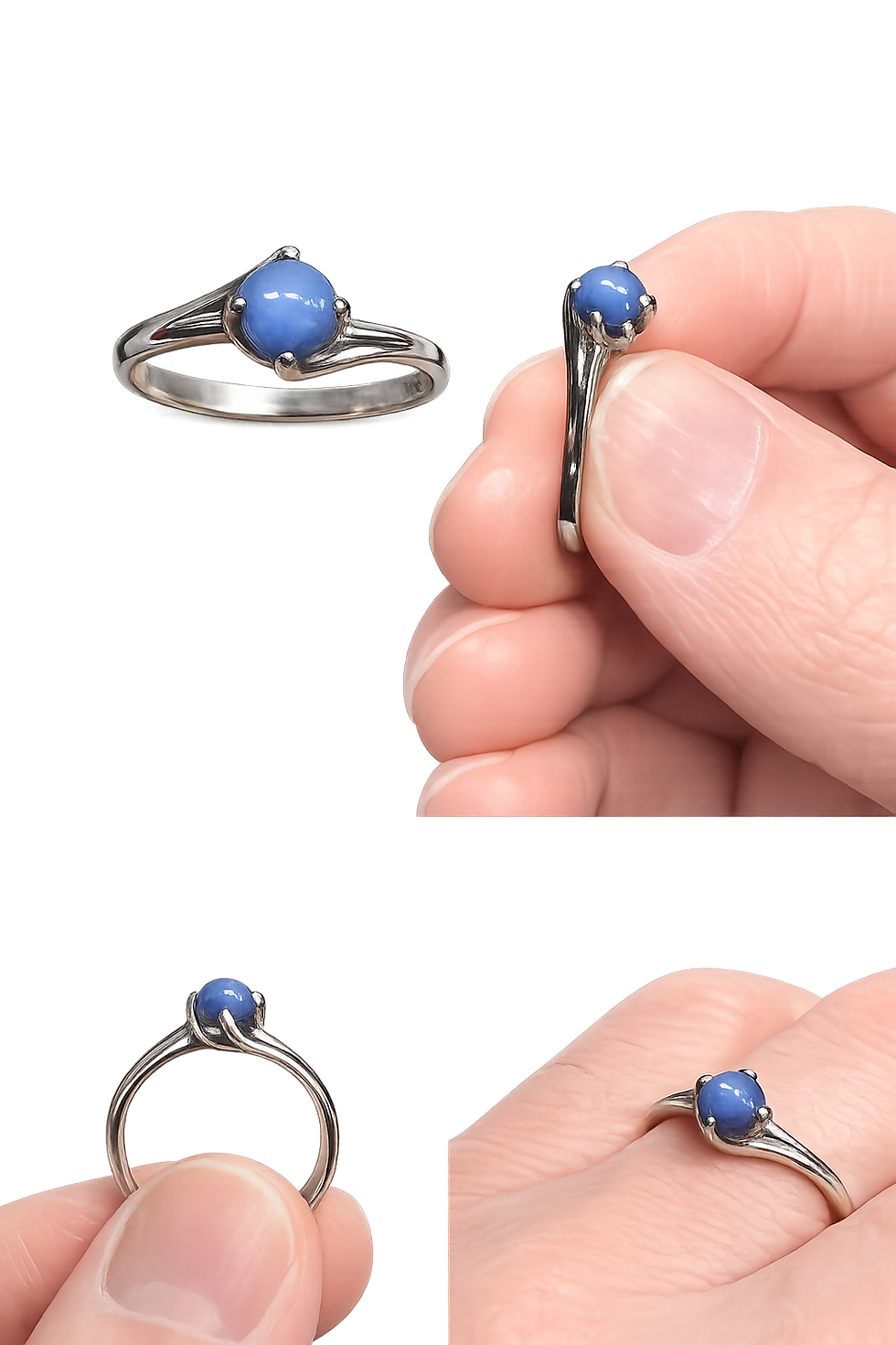 Sterling silver blue gemstone engagement ring views