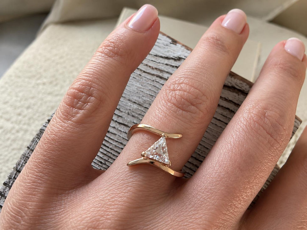 Thumbnail: 1CT Triangle Cut Lab Grown Diamond Ring | Modern Open Wrap Design | VS Clarity |