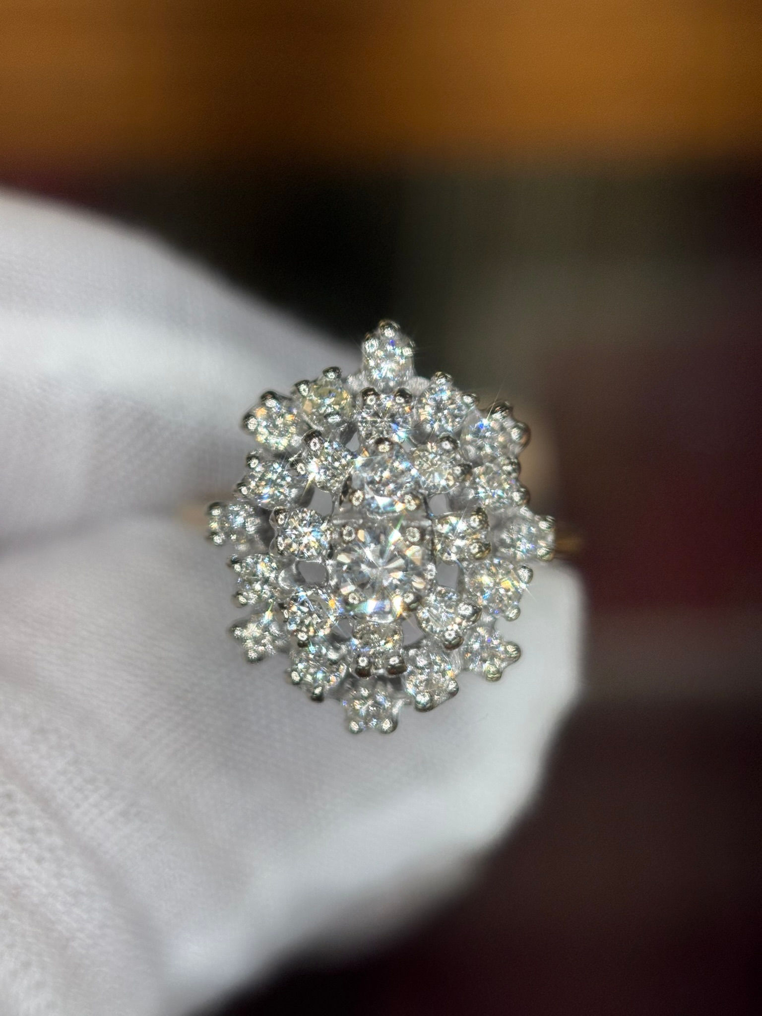 1.50CTTW Natural Diamond Cluster Ring | 14K White & Yellow Gold | VS–SI Clarity