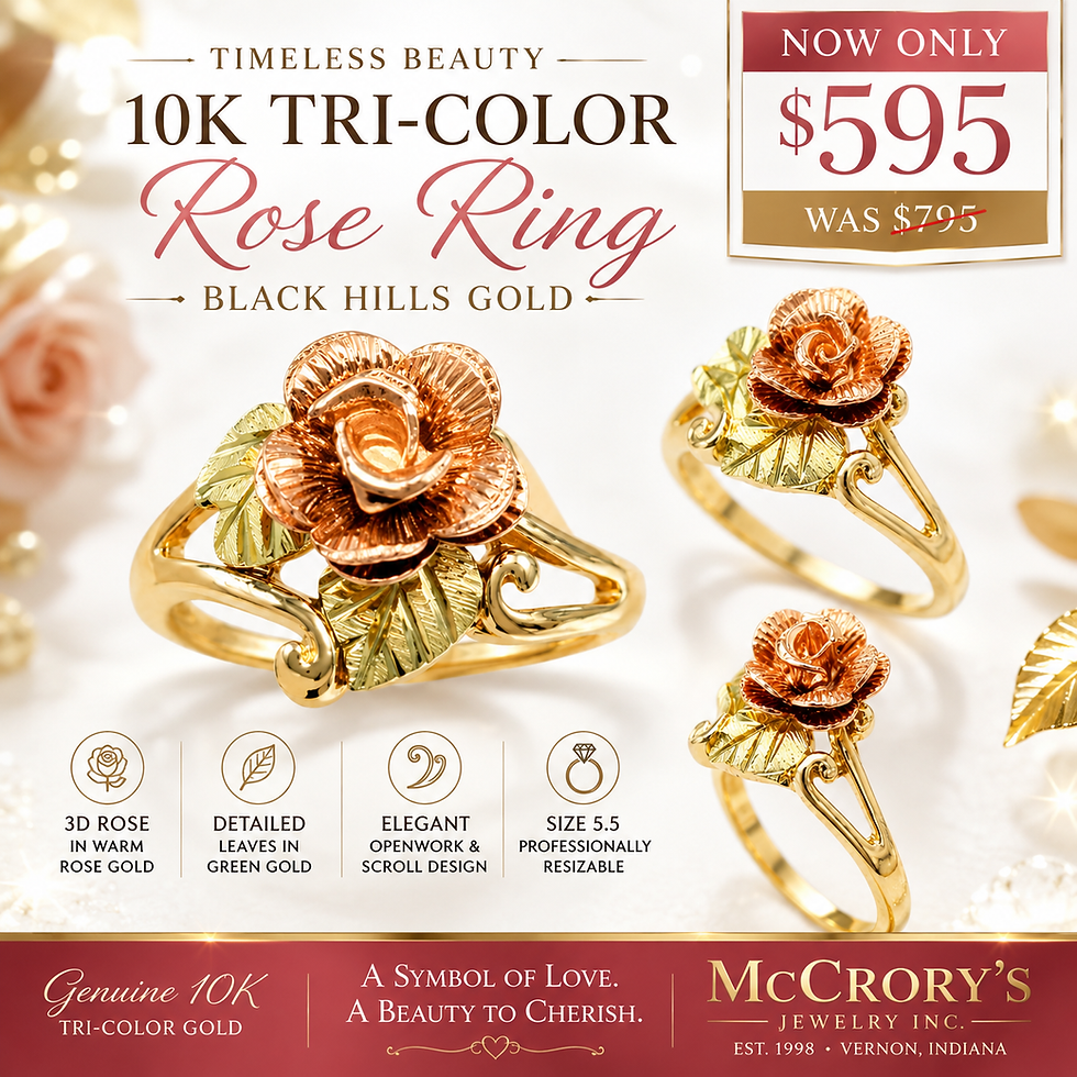 10K Tri-Color Gold Rose Ring by McCrory's Jewelry.