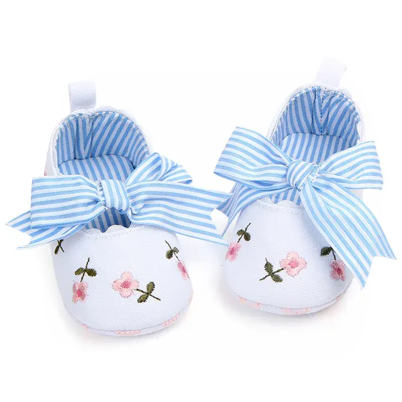 Thumbnail: Baby Girl Shoes White Lace Floral Embroidered Soft Shoes