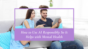 Couple using digital devices together, illustrating the responsible use of artificial intelligence as a complement to therapy and emotional wellness.