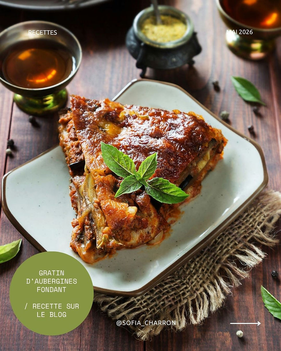 Part de gratin d’aubergines fondant avec sauce tomate et fromage gratiné