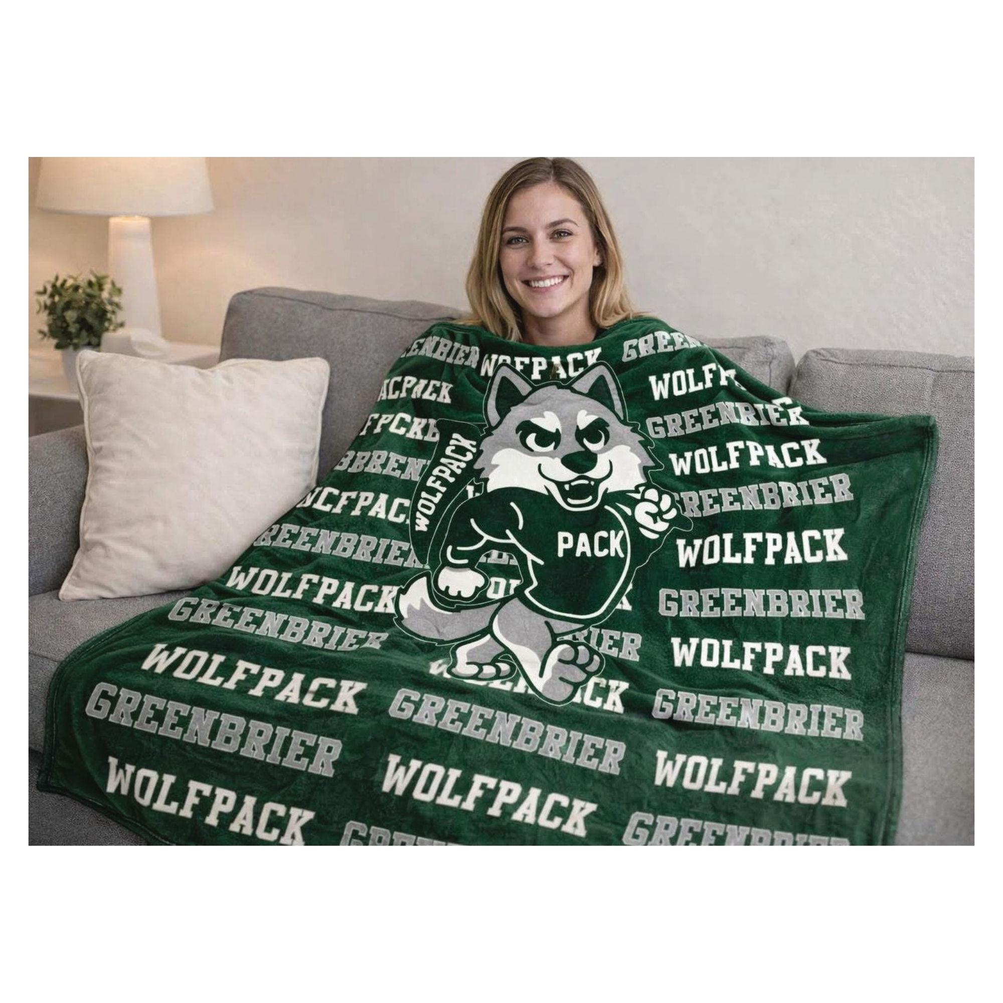 Fleece Walking Wolf Blanket