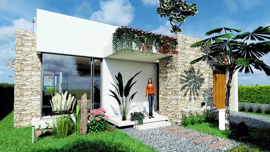 Producto Arquitectónico de Planos de Casa Unifamiliar Estilo Moderno de Una  Planta, 3 dormitorios, 2 baños, garage, 168 m², Pdf A3 Medidas Color |  PLANARQ Freelancer