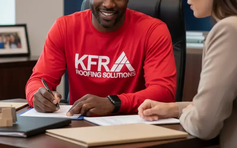 KFR office setup talking with client.webp