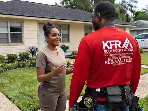 landlord talking with kfr roofing team