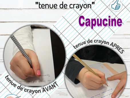 Avant/Après "tenue de crayon" de Capucine