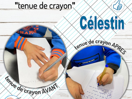 Avant/Après "tenue de crayon" de Célestin
