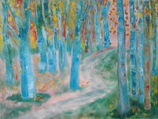 Blauwe bomen op de heide